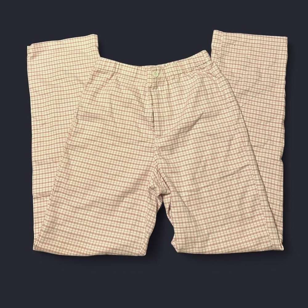 Pink and white plaid pants